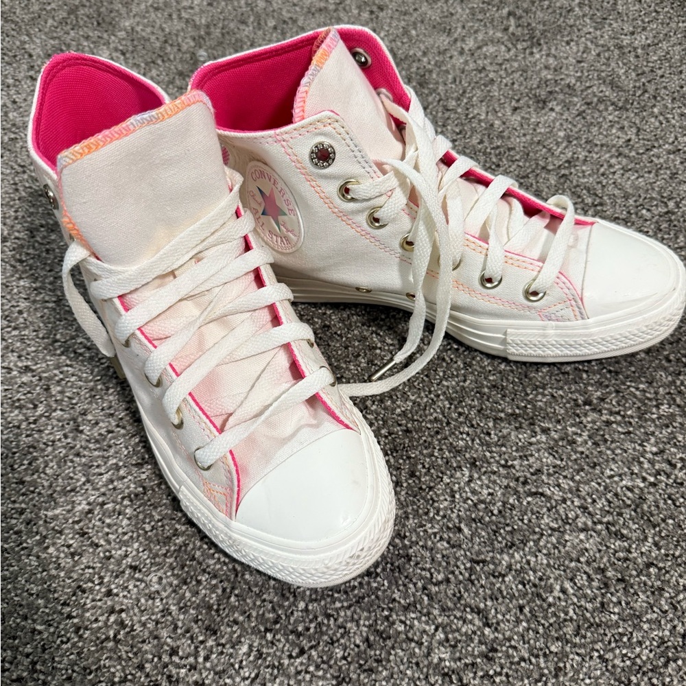 Converse White and Pink High-Tops
